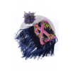 Красива народна бавовняна хустка жіноча з квітковим малюнком і бахромою 100*100 см чорна з рожевим
